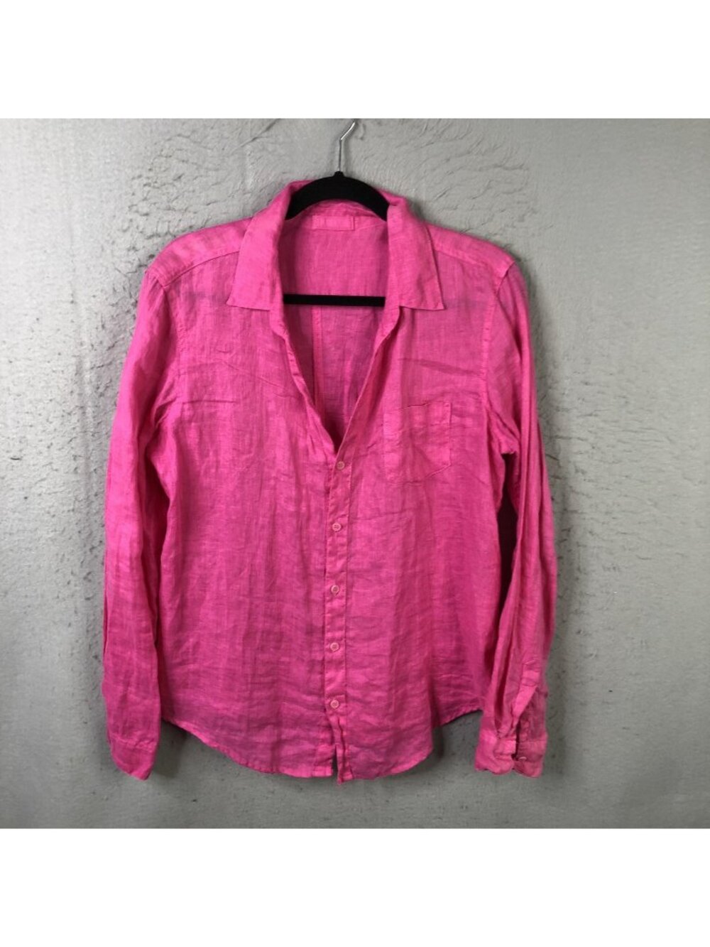 CP Shades Shirt Womens M Pink Linen Button Front Relaxed Summer Beach Airy